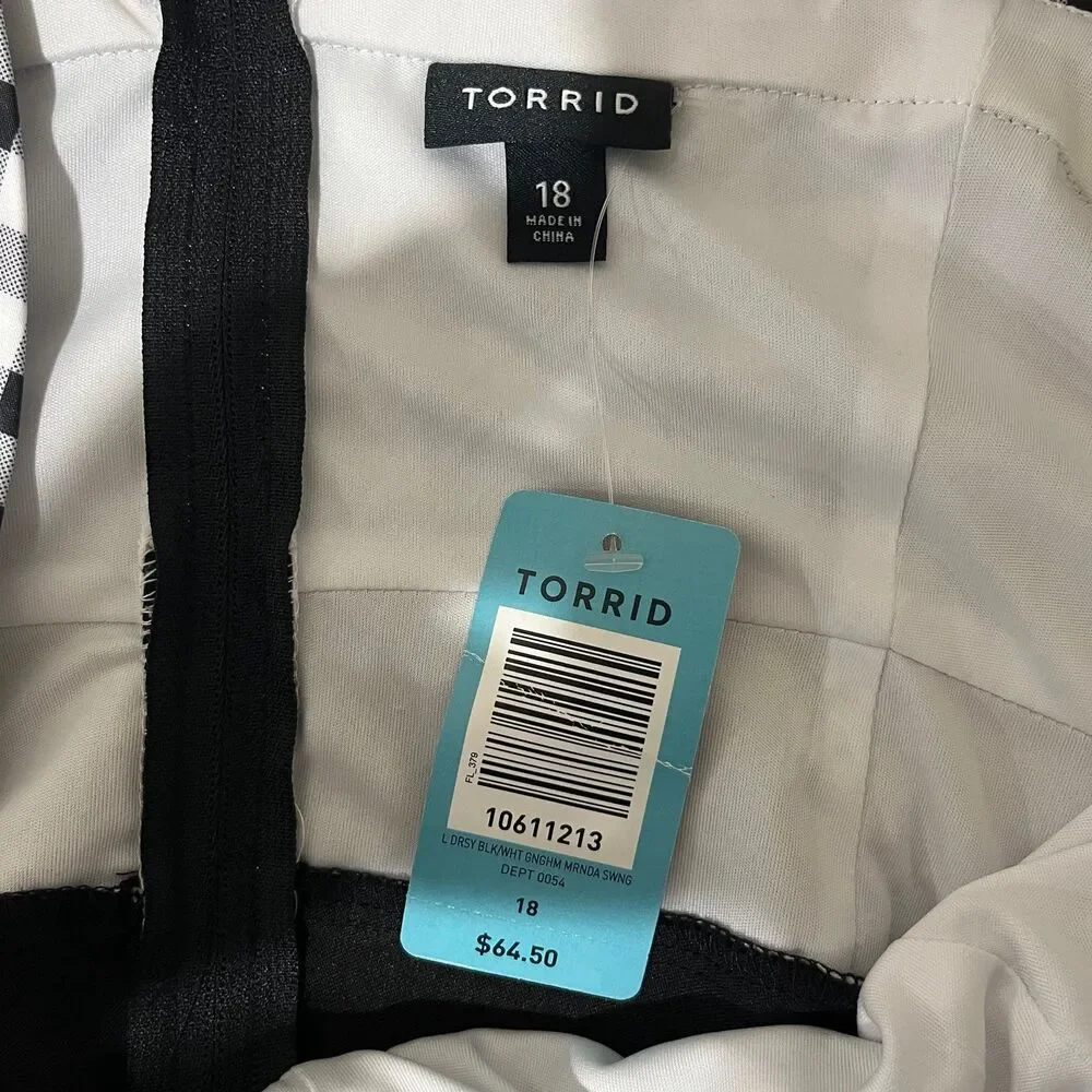Torrid Gingham Black and White Swing Dress size 18 NWTs - Picture 5 of 6